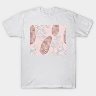 Rose gold and marble feather pattern T-Shirt